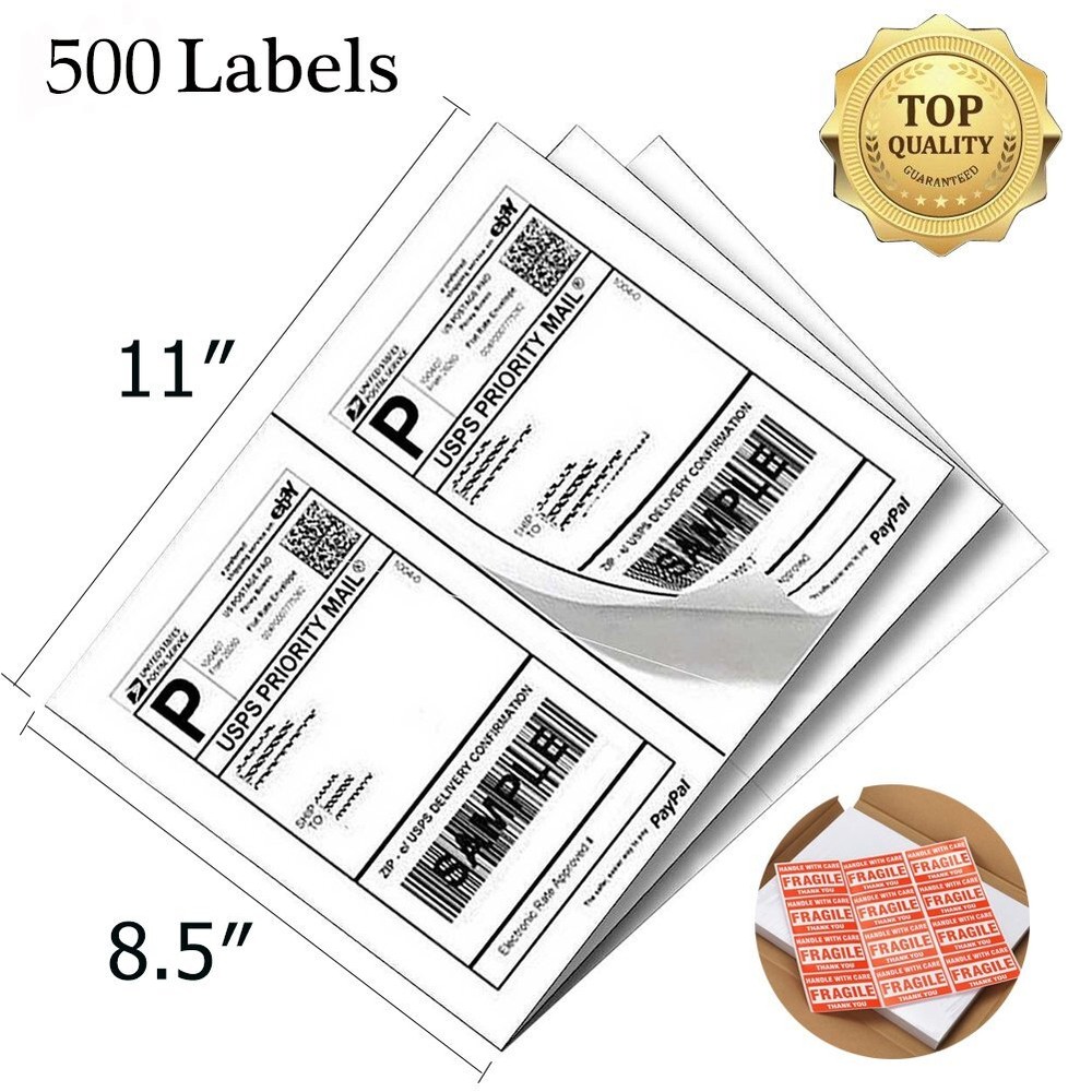 500 Direct Corner Half Sheet Shipping Labels 8.5×5.5 Self-adhesive 2 Per Sheet