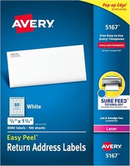 Avery Printable Return Address Labels Sure Feed 0.5×1.75 White 8000 Pack 5167