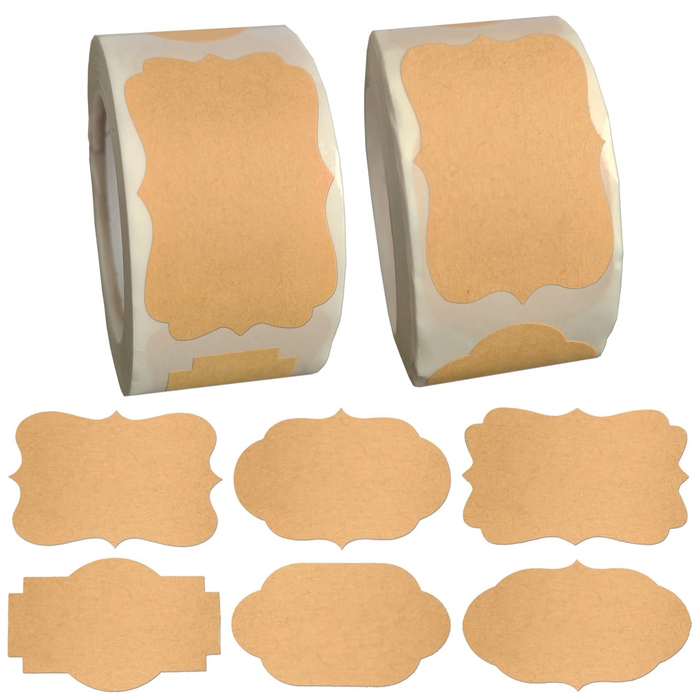 600Pcs Kraft Gift Labels Stickers, Small Sticky Blank Labels for Canning Jars