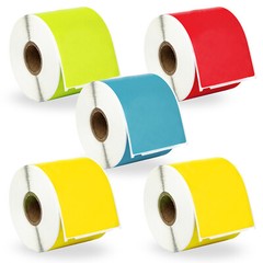 DYMO LW 30256 REMOVABLE – 5 Rolls – 2 YELLOW 1 ea. GREEN RED BLUE
