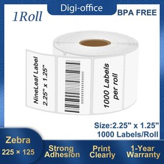 1 Roll Direct Thermal 1000 Labels 2.25X1.25 for Zebra LP2824 LP2844 LP2442