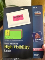 6 Packs Avery Assorted Neon Colors Shipping Labels 2 in. X 4 in. 150 Labels Each