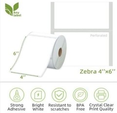 Direct Thermal Blank Shipping Labels 4 x 6 inch for Zebra (8 rolls) 1760 labels