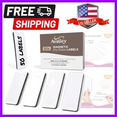 Availey 50 Pieces 3.2 x 1.2 – White Magnetic Dry Erase Labels – Reusable Stri…