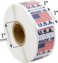 Made in USA Pre-Printed Labels Stickers with Permanent Adhesive on 1″ Core (1…