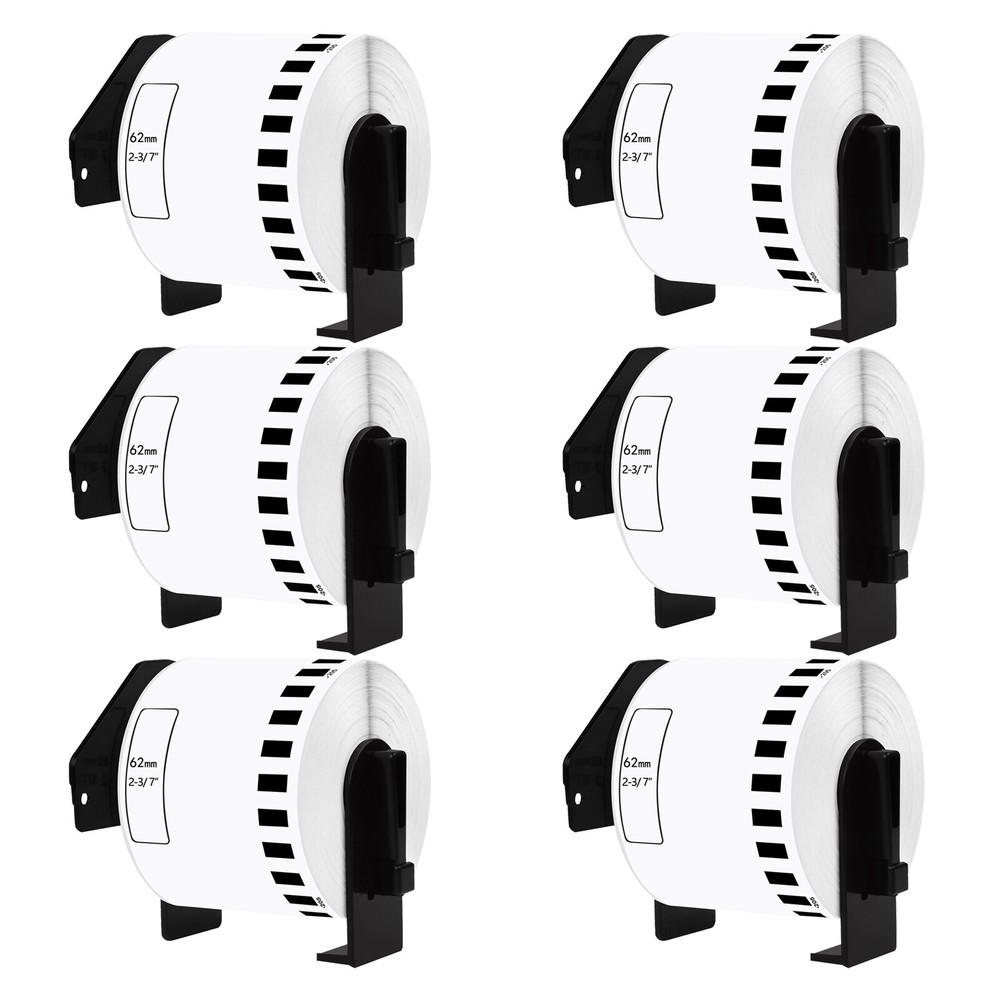 62mmx30.48m 6ROLLS Shipping Label 2-3/7″x100′ Compatible Brother QL-800 DK-2205