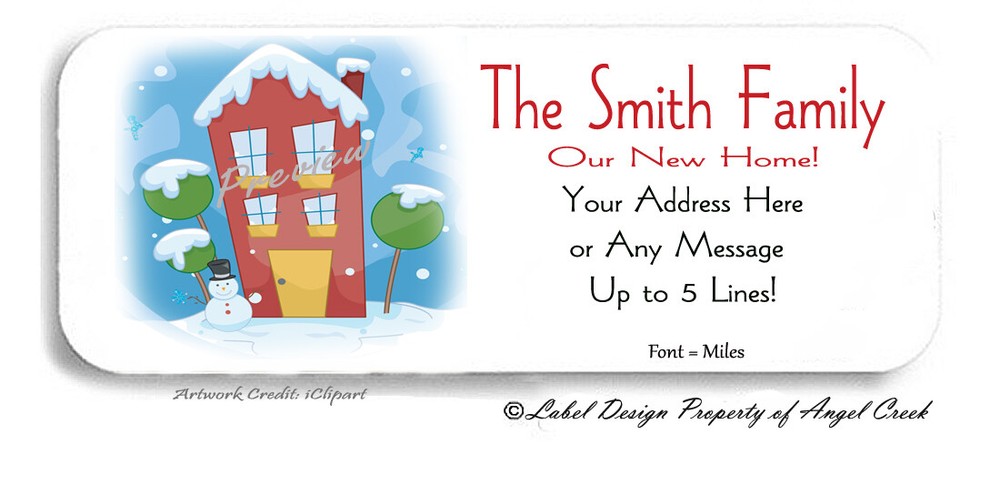 Scenic Winter New Home Sweet Home Moving Snowfall Return Address Labels