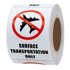 Hybsk 2×3 Inch Surface Transportation ONLY DOT Warning Labels 1 Roll, White