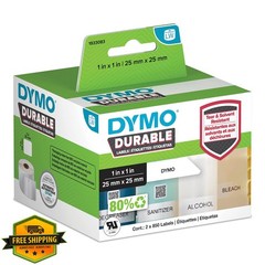 DYMO LW Durable Industrial Labels White Poly 1″x1″ 2 Rolls 850 Labels