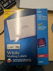 Avery 5960 White Mailing Address Labels Laser 1″ x 2-5/8″ 7500 Count New Sealed