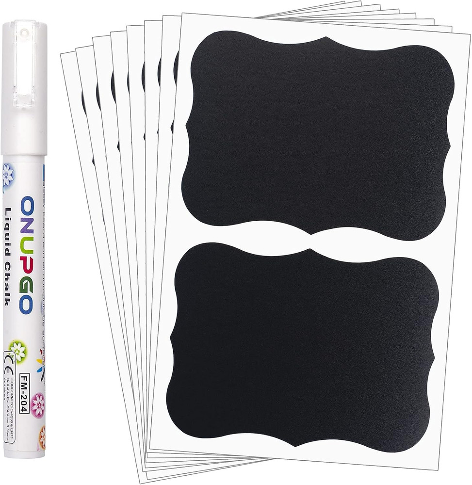 ONUPGO 20 Pack Chalkboard Labels, 4″ X 3″ Reusable Blackboard Stickers, Waterpro