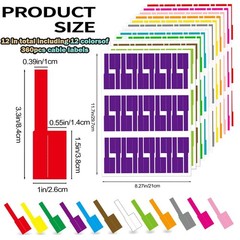 12 Sheet 360 Pcs Cable Labels Tags for Cable Management, Colorful Waterproof …