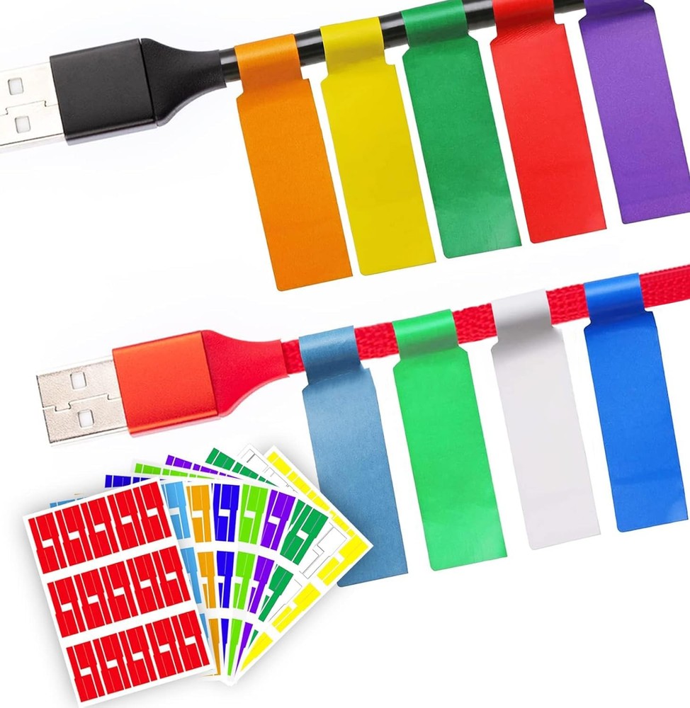 270 PCS Tear Resistant Cable Labels, 9 Colors Waterproof Cable Tags Wire Labels