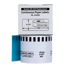 Non-OEM Fits BROTHER DK-2205 BLUE Continuous Labels – (50) Rolls of 100′