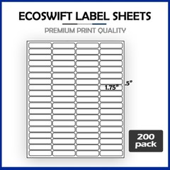 (16000) 1 3/4 x 1/2 EcoSwift Laser Address Shipping Adhesive Labels 80 per sheet