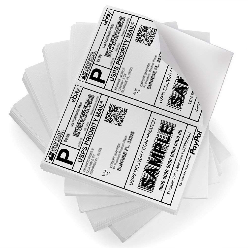 Shipping Labels 2 per Page – 8.5×5.5 Self Adhesive for Laser & Inkjet Printer…