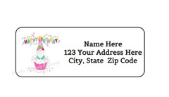 30 GNOME HAPPY BIRTHDAY PERSONALIZED RETURN ADDRESS LABELS 1 in X 2.625 in