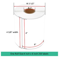 40ROLL 4″X6″ 250P/R Direct Thermal Shipping Label for Zebra LP2824 ZP450 ZP505