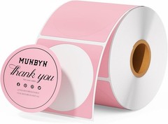2 Inch Pink Circle Labels – 750 Self-Adhesive Thermal Stickers, Clear Printing