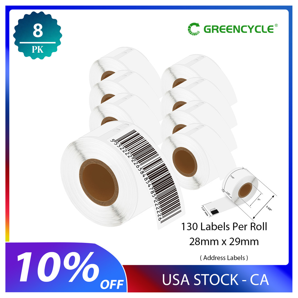 8ROLLS Frosted Address Label 1-1/8”x3-1/2” for Dymo 30254 LabelWriter 450 Duo