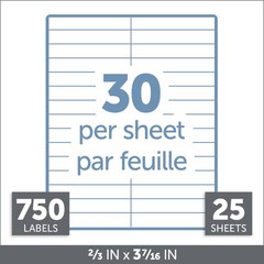 White Permanent Inkjet/Laser File Folder Labels, 2/3in. x 3 7/16in., White, P…