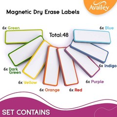 Availey 48 Pieces 3.2 x 1.2 Colored Border Magnetic Dry Erase Labels Reusab…