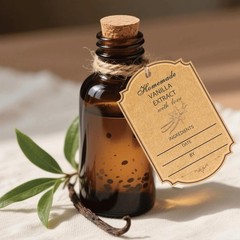 100 Pcs Kraft Homemade Vanilla Extract Stickers 2.2 * 1.5 Inch Vanilla Instru…