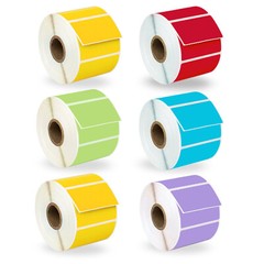ZEBRA 2.25×1.25 COLOR Labels – 6 Rolls – YELLOW YELLOW RED GREEN BLUE LAVENDER