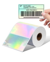Memoking Thermal Labels, 4″ * 2″ Holographic Silver 4″x2″, Laser