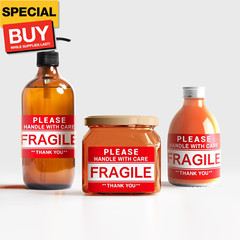 3” x 2” Fragile Stickers for Shipping and Moving, 500 Pcs (1 Roll) Handle with