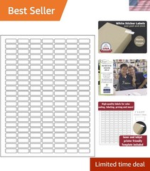 Customizable White Rectangular Labels 1″ x 0.375″ – 1660 Total with Template