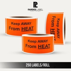 Keep Away From Heat Stickers 2×4 Neon Red Warning Labels 250/Roll