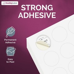 NextDayLabels 0.75 Inch Round Circle Stickers White for Bleeds Laser Inkjet -…