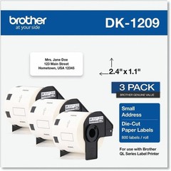 Brother Genuine DK-12093PK Die-Cut Labels 800 Labels/Roll 3 Rolls per Box