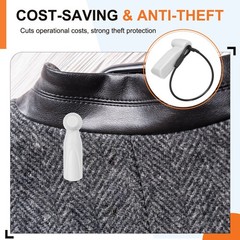 50Pcs Hard Tags AM 58kHz Tag 1.81″Length with Pins Lanyards, Light Gray