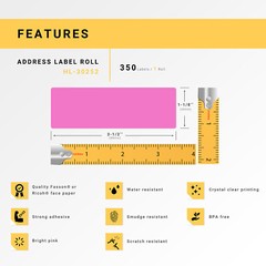 DYMO LW 30252 PINK Address Labels for LabelWriter – 2 Rolls of 350 – FAST SHIP