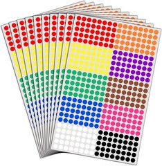 6000 Pack, 1/4 Small Colored Dot Stickers round Labels – 10 Colors