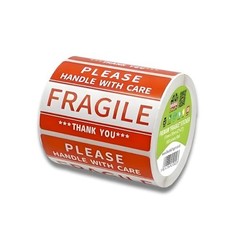 Fragile Labels 2×3 Inch 500 Count Red Warning Handle with Care Sticker for