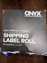 ONYX Shipping Labels, 4″ x 6 1/4″, 250 Labels per Roll have 13 BN Rolls avail.