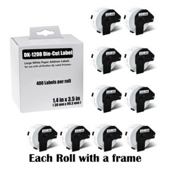 10Rolls Large Paper Address Labels DK-1208 for Brother QL Printer 1-1/2″x3-1/2″