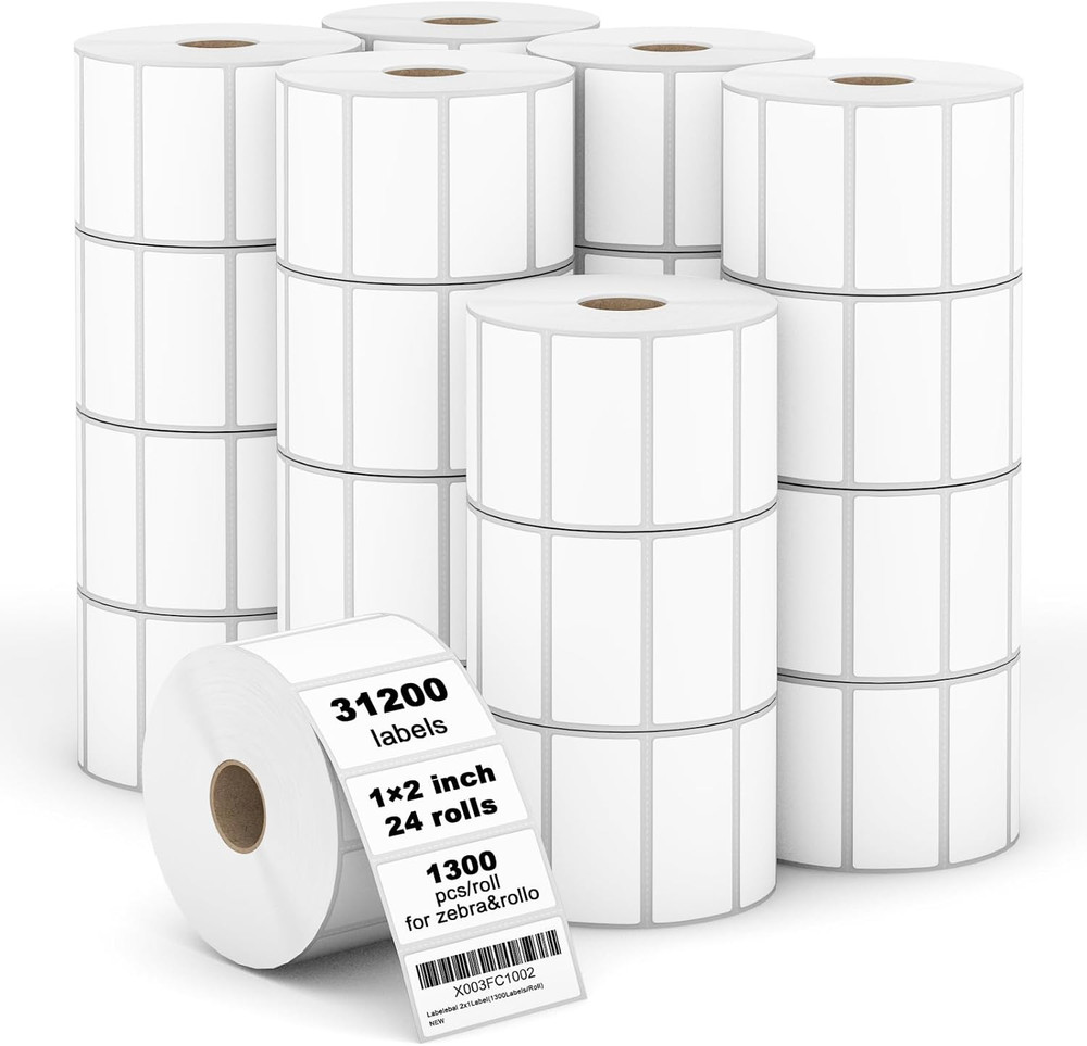 (31200 Labels/24 Rolls) 2″ X 1″ Direct Thermal Label (3-Proof 1″ Core) Multipur
