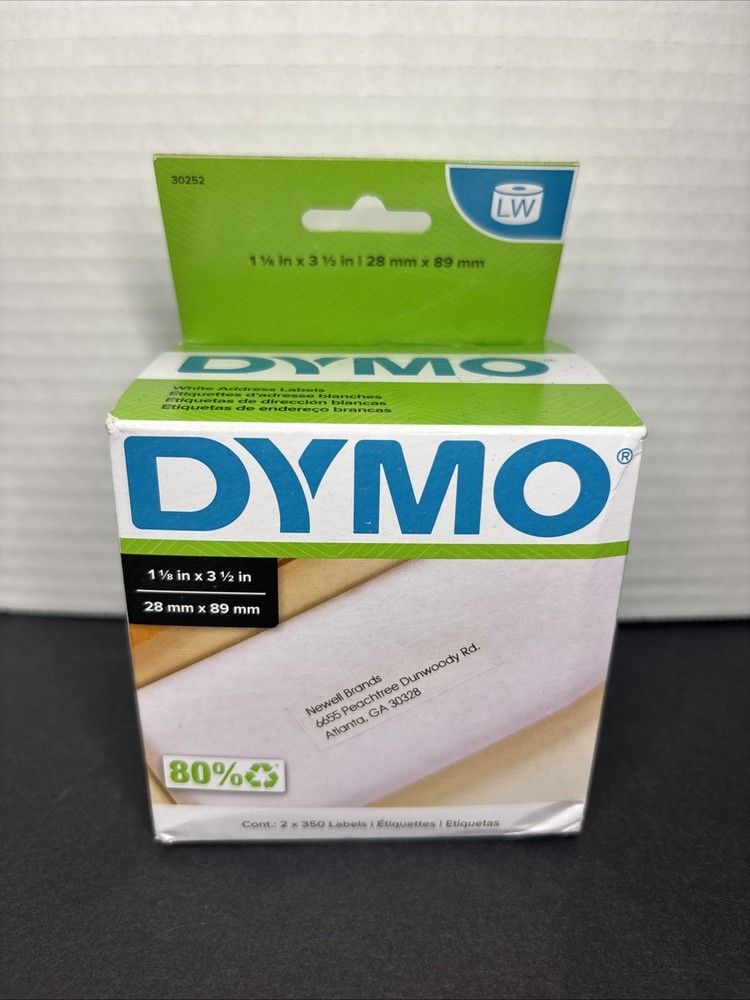 DYMO AUTHENTIC LW WHITE MAILING ADDRESS LABELS LABELS 2ROLLS OF 350 (700 TOTAL)