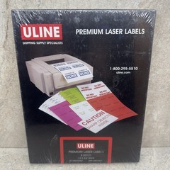 Uline S-20131 Premium Laser Labels 1.5 x 3/4” White 7000 Ct Sealed Box