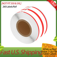 1Roll 9/16″X3-7/16″ for Dymo LW 30275 White w/Red Stripe 2-Up File Folder Labels