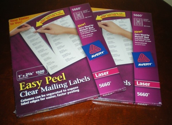 Avery Easy Peel Clear Mailing Labels –– 5660 – 2 Boxes/3000 Labels