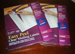 Avery Easy Peel Clear Mailing Labels –– 5660 – 2 Boxes/3000 Labels