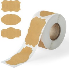 300PCS Kraft Brown Labels 2×1.2 Inch – Blank Self-Adhesive Stickers for Mason Ja