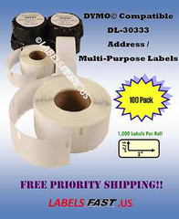100 Rolls Dymo Compatible 30333 Large File Folder Tag Address Labels PayPal®