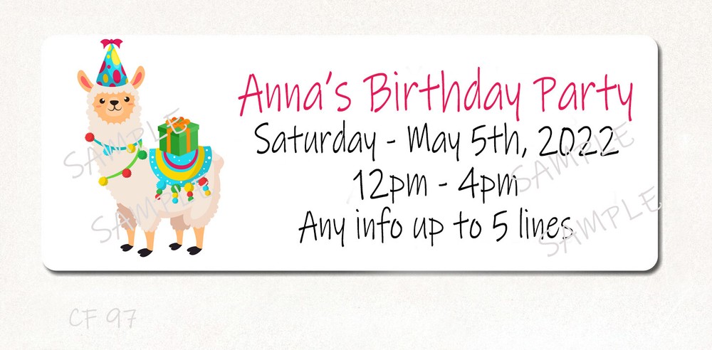 Llama Party Favors Birthday Alpaca Personalized Return Address Labels