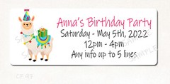 Llama Party Favors Birthday Alpaca Personalized Return Address Labels
